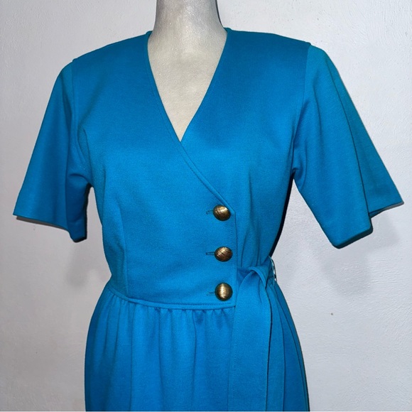Vintage Faux Wrap Belted Dress - Picture 3 of 10